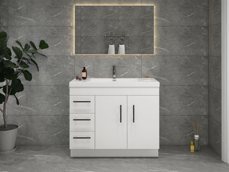 Elsa 42" Freestanding Vanity in Glossy White