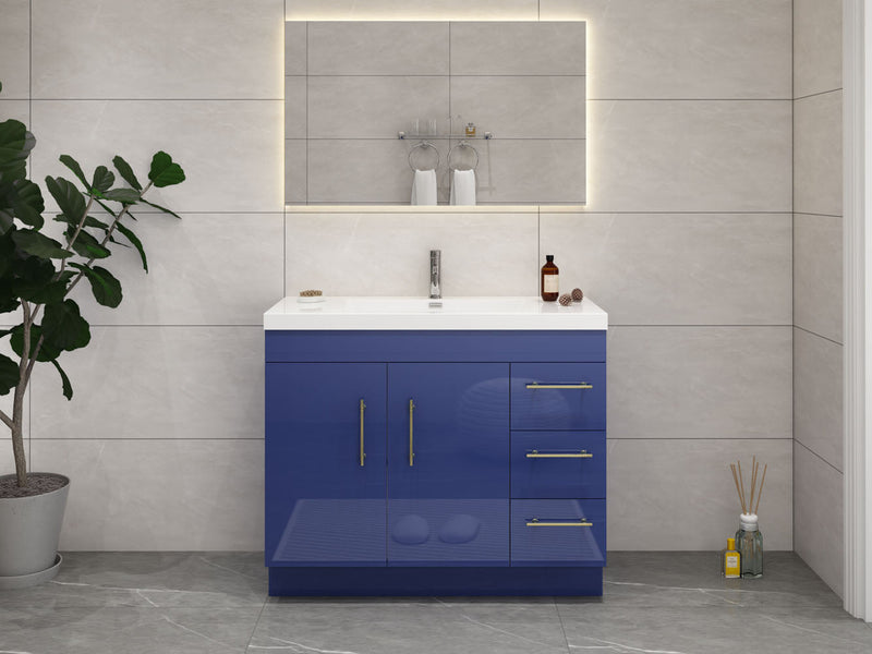 Elsa 42" Freestanding Vanity in Glossy Night Blue