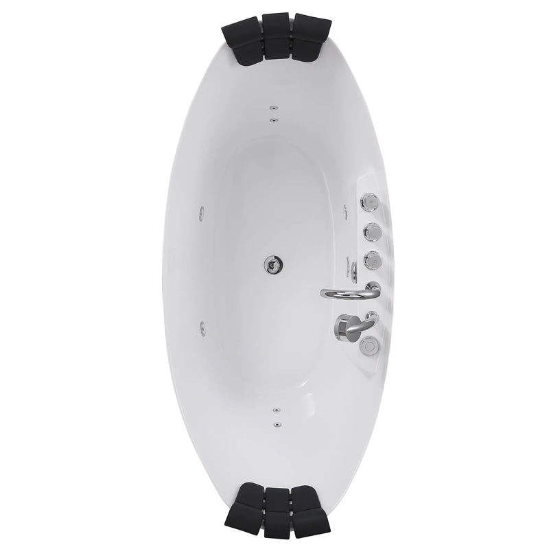 Empava 59" Freestanding Whirlpool Bathtub with Center Drain | EMPV-59AIS11