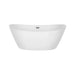 White oval freestanding bathtub with sleek, modern design and small rectangular drain detail