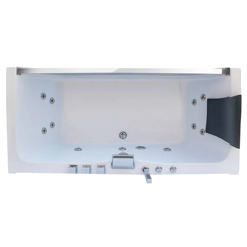 Empava 59" Alcove Whirlpool LED Bathtub with Center Drain | EMPV-59JT408LED