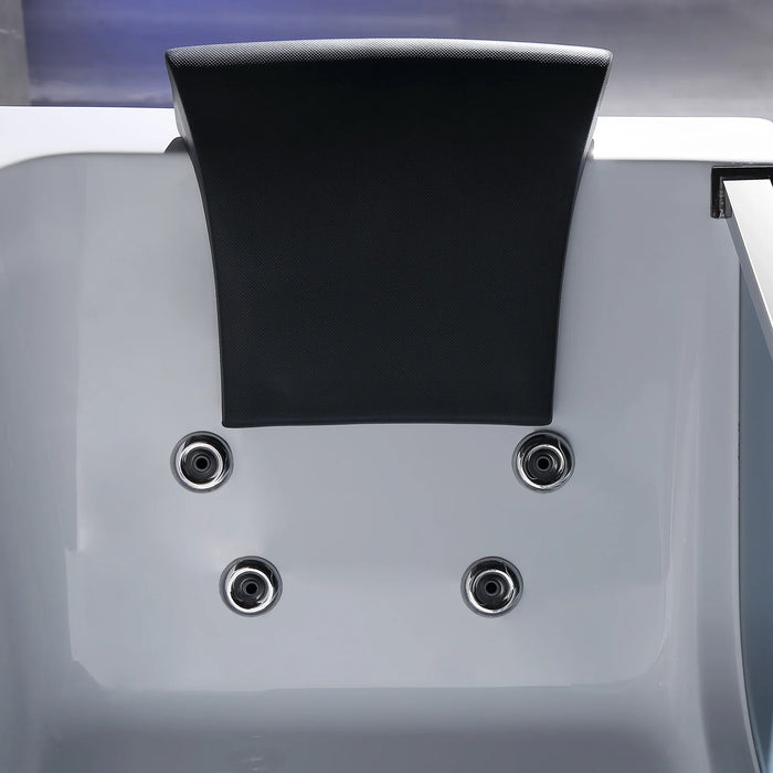 White device with black rectangular accent, four round metallic connection points visible on smooth surface