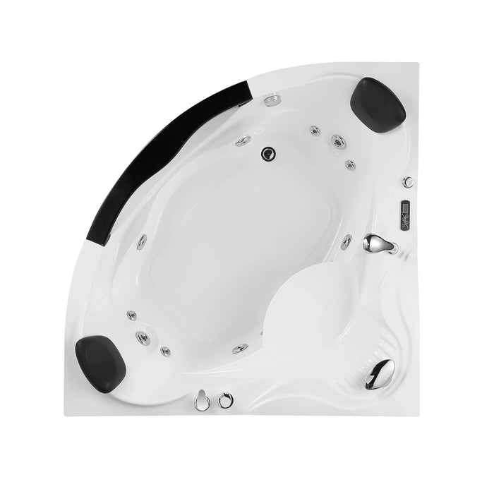 Empava 59" Corner Whirlpool Thermostatic LED Tub with Left Drain | EMPV-59JT319LED