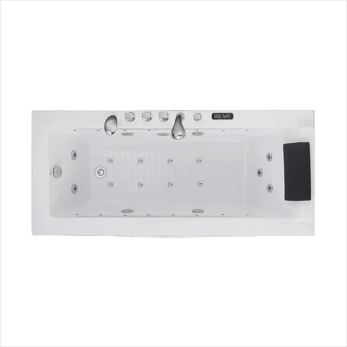 Empava 67" Alcove Combination Massage Thermostatic LED Tub with Left Drain EMPV-67JT351LED, luxury spa experience, white a...