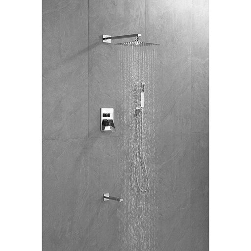 Amelia Chrome Shower Set w/ 10" Square Rain Shower, Handheld, and Tub Filler (image 1)