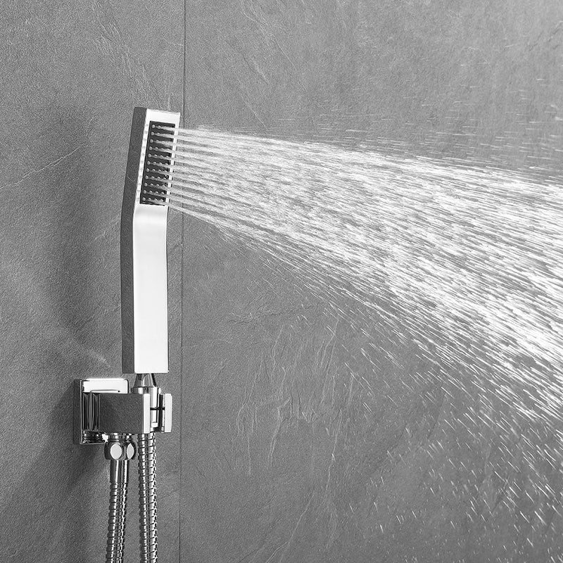 Amelia Chrome Shower Set w/ 10" Square Rain Shower, Handheld, and Tub Filler
