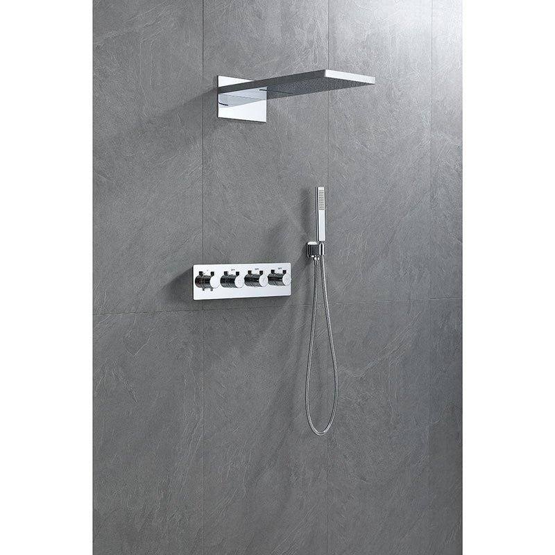 Samwell Chrome Shower Set w/ Waterfall Rain Shower and Handheld (image 1)