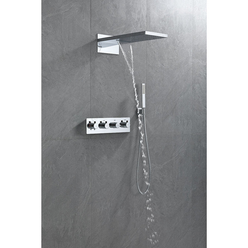 Samwell Chrome Shower Set w/ Waterfall Rain Shower and Handheld (image 3)