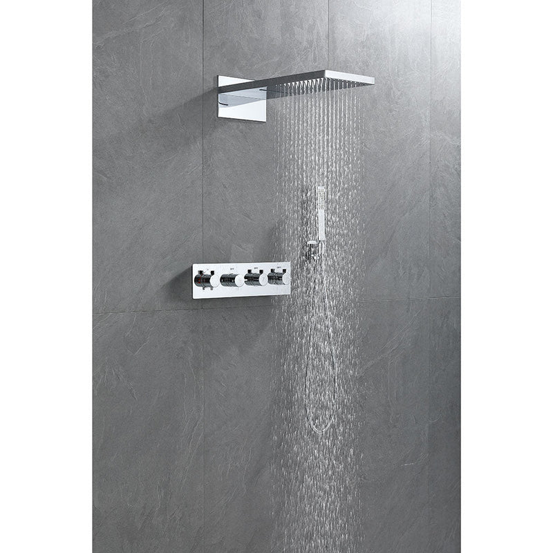 Samwell Chrome Shower Set w/ Waterfall Rain Shower and Handheld (image 2)