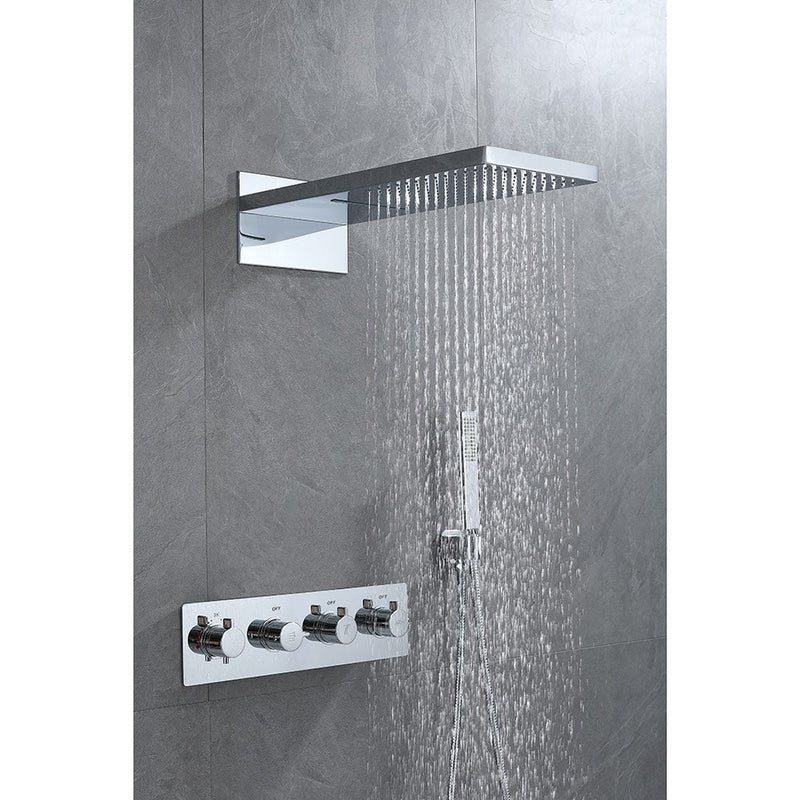 Samwell Chrome Shower Set w/ Waterfall Rain Shower and Handheld (image 5)