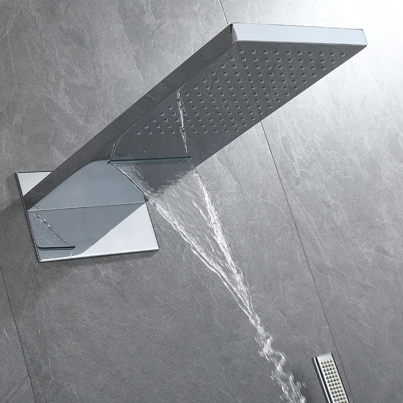 Samwell Chrome Shower Set w/ Waterfall Rain Shower and Handheld (image 4)