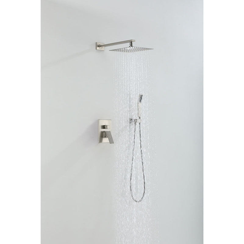 Amelia Brushed Nickel Shower Set w/ 10" Square Rain Shower and Handheld (image 1)