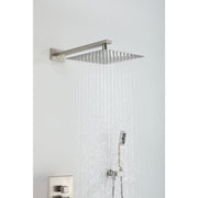 Amelia Brushed Nickel Shower Set w/ 10" Square Rain Shower, Handheld, and Tub Filler (image 1)