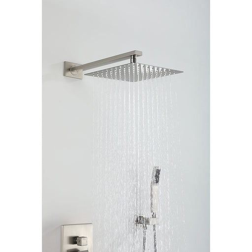 Amelia Brushed Nickel Shower Set w/ 10" Square Rain Shower, Handheld, and Tub Filler (image 1)