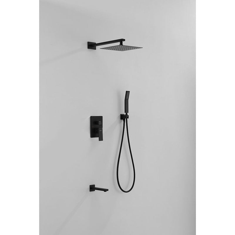 Amelia Black Shower Set w/ 10" Square Rain Shower, Handheld, and Tub Filler (image 2)