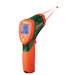 EXTECH 42512 NIST Dual Laser Infrared Thermometer close up LCD temperature 119.5F.