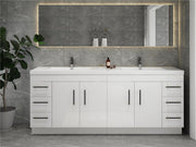 Elsa 84" Freestanding Vanity in Glossy White with Double Sink