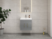Elsa 24" Wall Mounted Floating Vanity in Glossy Gray