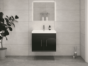 Elsa 30" Wall-Mounted Floating Bathroom Vanity with Reinforced Acrylic Sink in Gloss Black | Better Vanity
