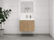 Elsa 30" Wall Mounted Floating Bathroom Vanity with Reinforced Acrylic Sink in White Oak | Better Vanity