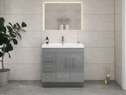 Elsa 36" Freestanding Vanity in Glossy Gray
