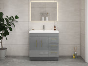 Elsa 36" Freestanding Vanity in Glossy Gray