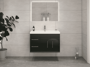 Elsa 36" Wall-Mounted Floating Bathroom Vanity with Reinforced Acrylic Sink in Gloss Black | Better Vanity