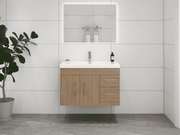 Elsa 36" Wall-Mounted Floating Bathroom Vanity with Reinforced Acrylic Sink in Oak | Better Vanity