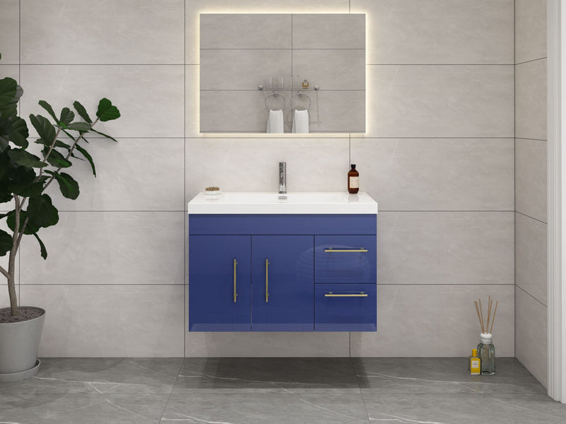 Elsa Wall Mounted Floating Bathroom Vanity with Reinforced Acrylic Sink