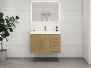 Elsa 36" Wall Mounted Floating Bathroom Vanity with Reinforced Acrylic Sink in Oak | Better Vanity