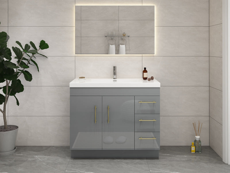 Elsa 42" Freestanding Vanity in Glossy Gray