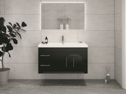 Elsa 42" Wall-Mounted Floating Bathroom Vanity with Reinforced Acrylic Sink in Gloss Black | Better Vanity