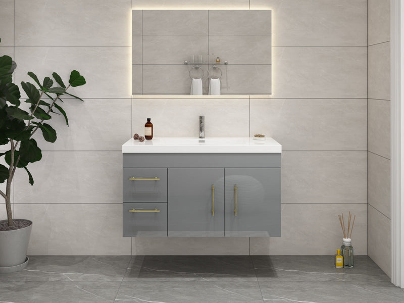 Elsa 42" Wall Mounted Floating Vanity in Glossy Gray
