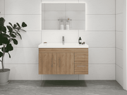Elsa 42" Wall-Mounted Floating Bathroom Vanity with Reinforced Acrylic Sink in Oak | Better Vanity