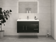 Elsa 42" Wall-Mounted Floating Bathroom Vanity with Reinforced Acrylic Sink in Gloss Black | Better Vanity