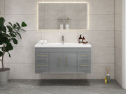Elsa 48" Wall Mounted Floating Vanity in Glossy Gray