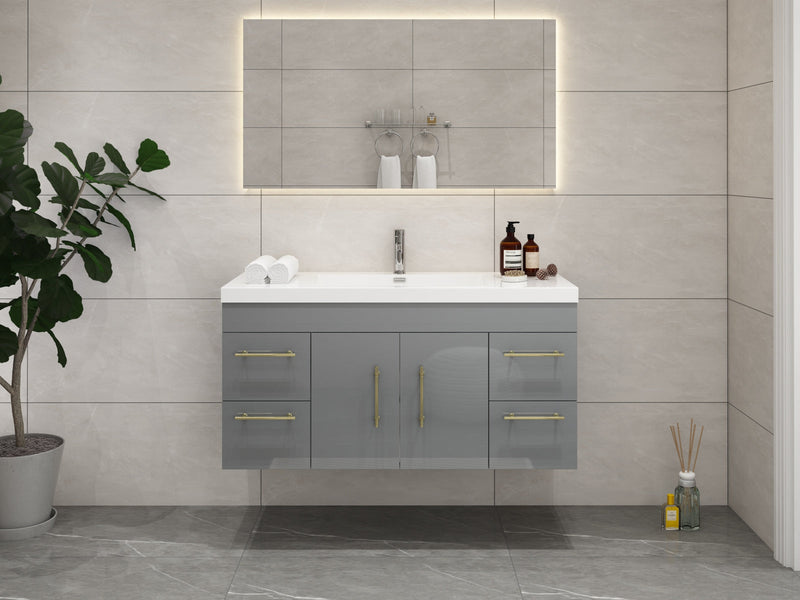 Elsa 48" Wall Mounted Floating Vanity in Glossy Gray