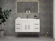 Elsa 48" Wall Mounted Floating Vanity in Glossy White
