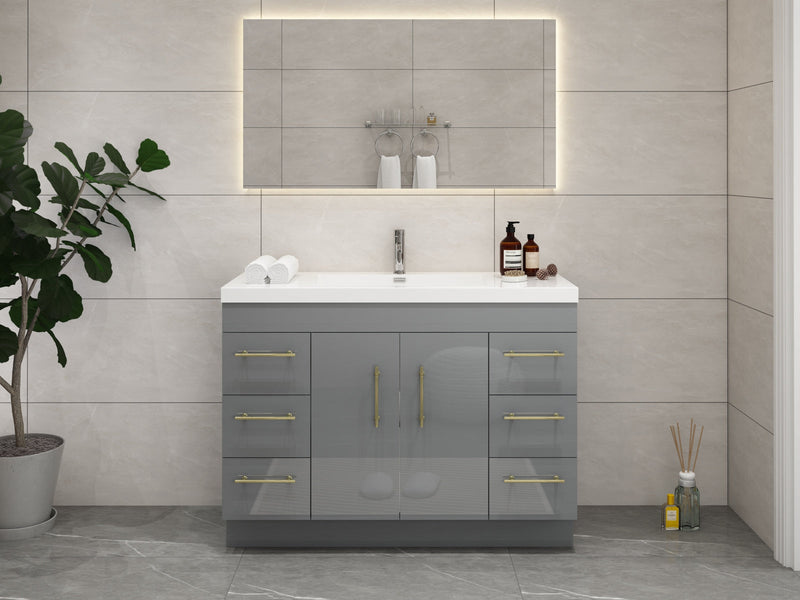 Elsa 48" Freestanding Vanity in Glossy Gray