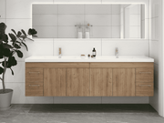 Elsa 72" Wall-Mounted Floating Bathroom Vanity with Reinforced Acrylic Double Sink in Natural Oak | Better Vanity