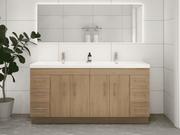 Elsa 72" Freestanding Bathroom Vanity with Reinforced Acrylic Double Sink in White Oak | Better Vanity