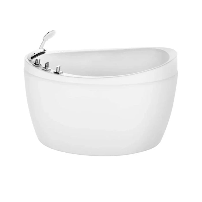 White toilet tank with chrome flush buttons and curved design