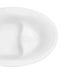 Clean white ceramic plate with smooth curved edges, photographed from an angle