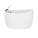 White toilet tank with chrome flush lever and control buttons, curved modern design.