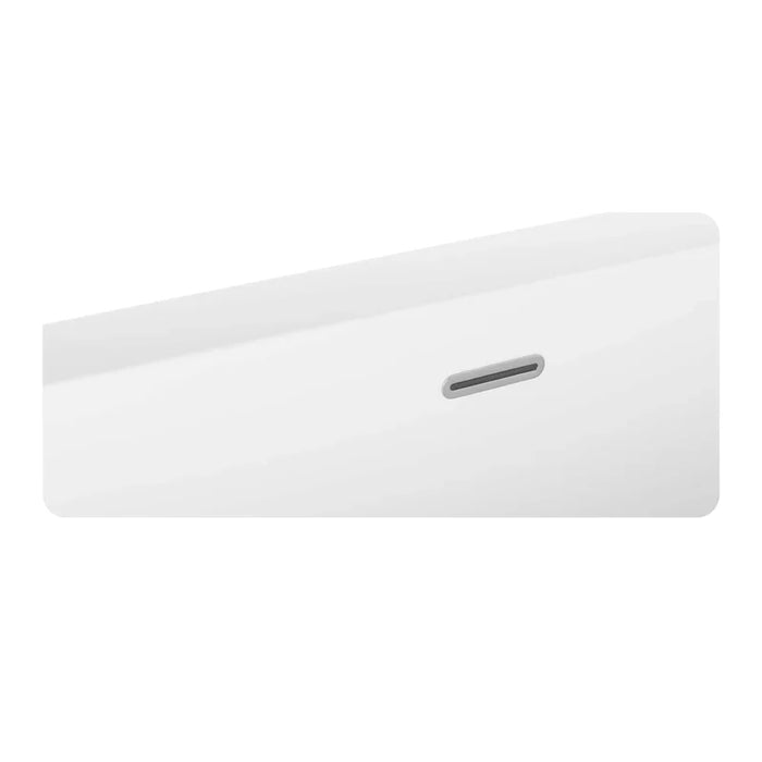 White device with slim profile and single narrow horizontal port or slot