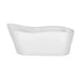 White freestanding bathtub with curved sides and smooth, minimalist design against neutral background.