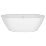 Modern white freestanding bathtub with sleek, oval design and central control panel