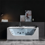 Empava 67" Alcove Whirlpool LED Bathtub with Center Drain EMPV-67JT408LED in sleek white acrylic, luxury spa experience