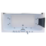 Empava 67" Alcove Whirlpool LED Bathtub with Center Drain EMPV-67JT408LED, luxurious white acrylic, spa-inspired design
