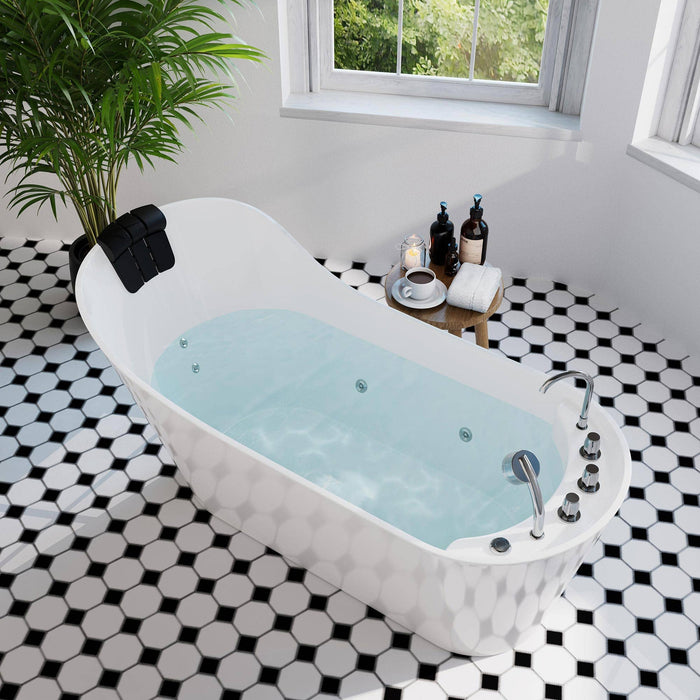 Empava 67" Freestanding Whirlpool Bathtub With Reversible Drain | EMPV-67AIS09